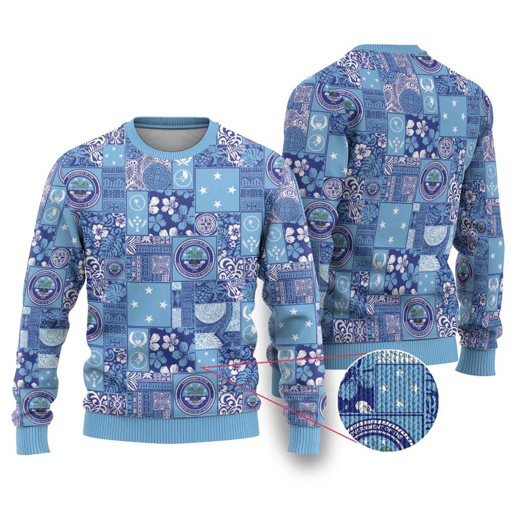 Federated States of Micronesia Merry Christmas Ugly Christmas Sweater Pacific Patchwork Xmas Vibes - Polynesian Pride
