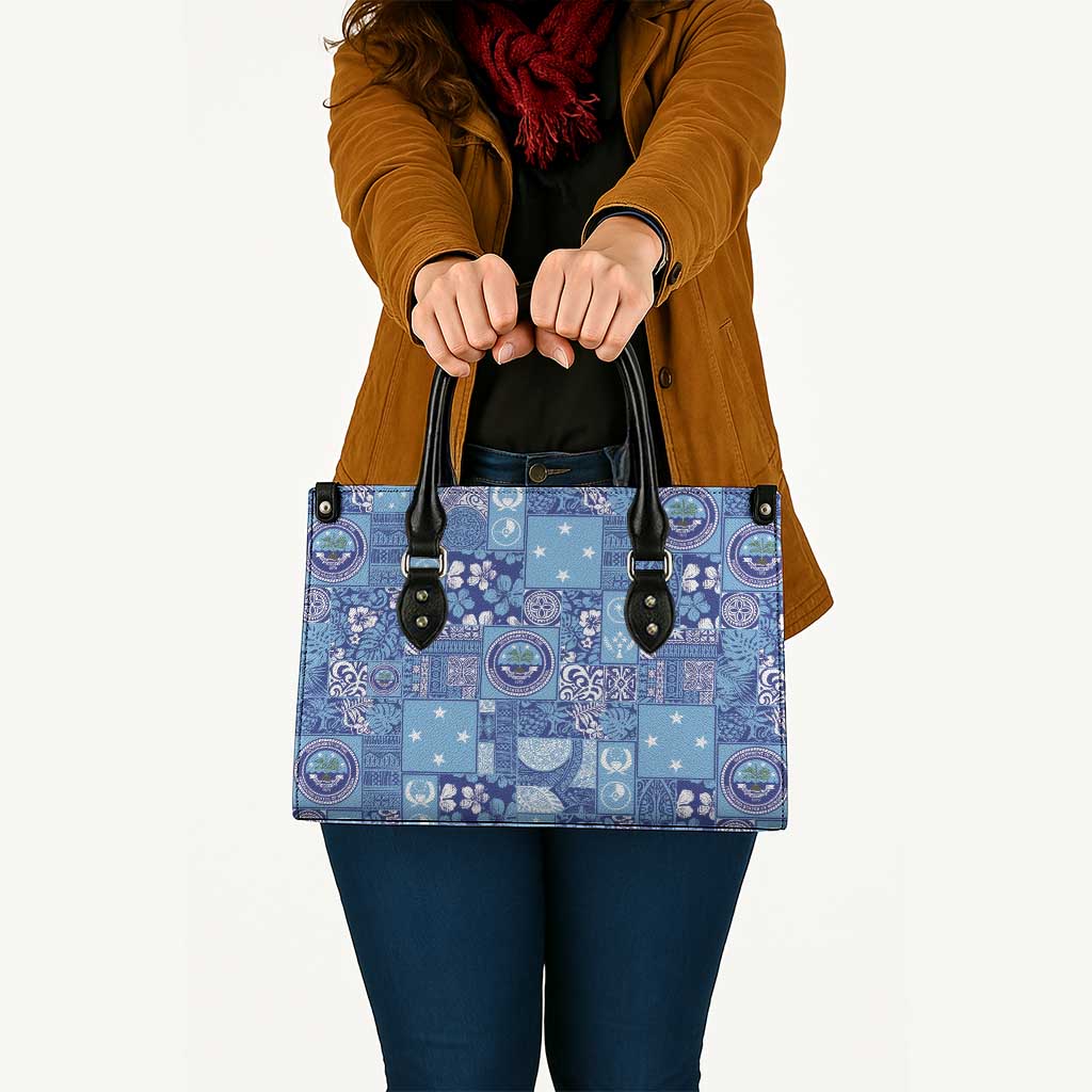 Federated States of Micronesia Merry Christmas Leather Bag Pacific Patchwork Xmas Vibes - Polynesian Pride