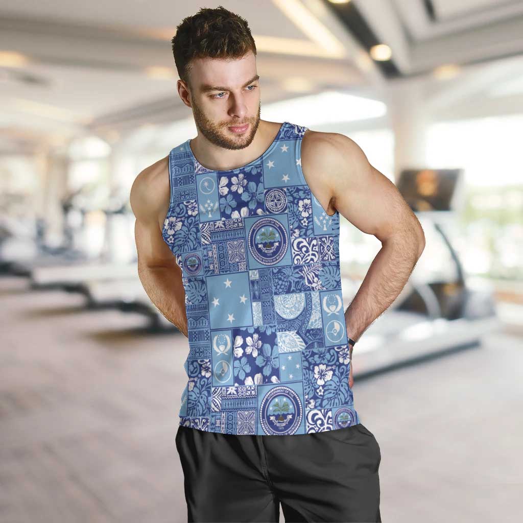 Federated States of Micronesia Merry Christmas Men Tank Top Pacific Patchwork Xmas Vibes - Polynesian Pride