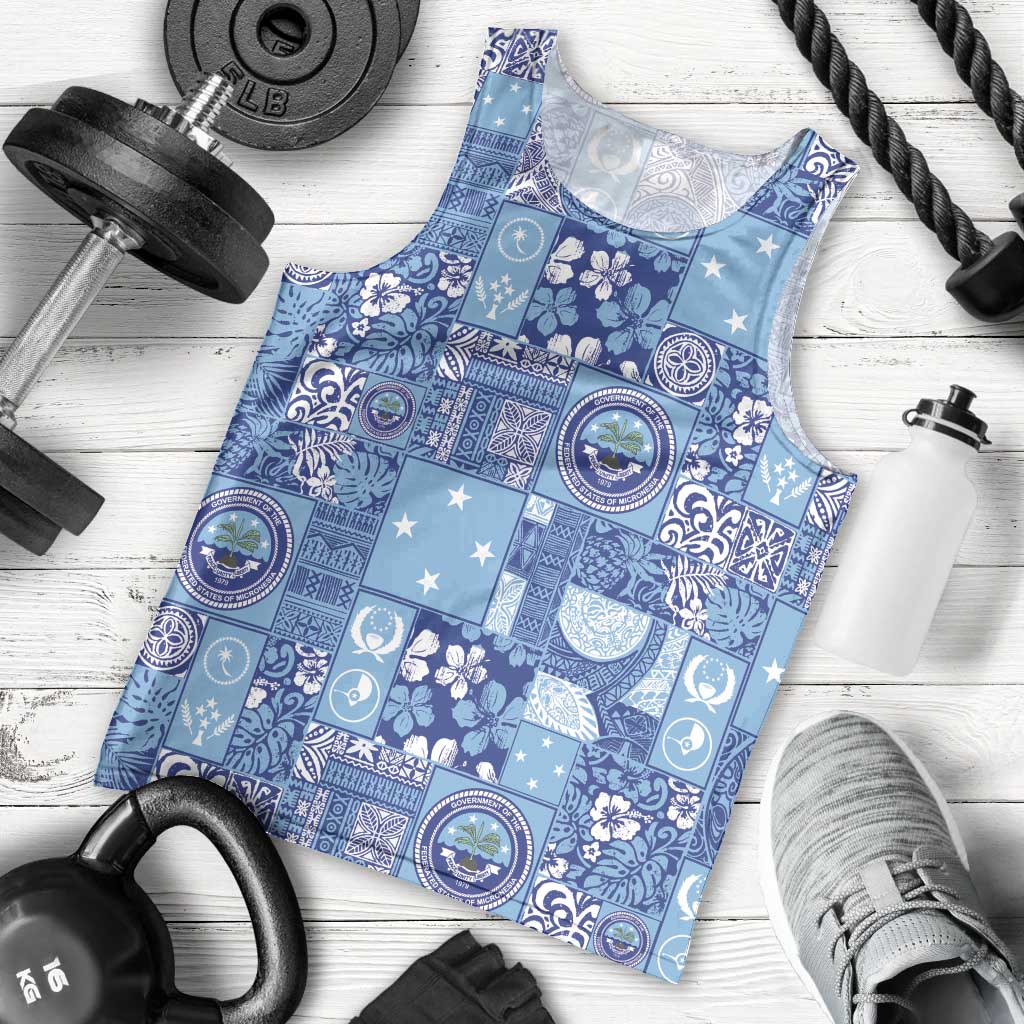 Federated States of Micronesia Merry Christmas Men Tank Top Pacific Patchwork Xmas Vibes - Polynesian Pride