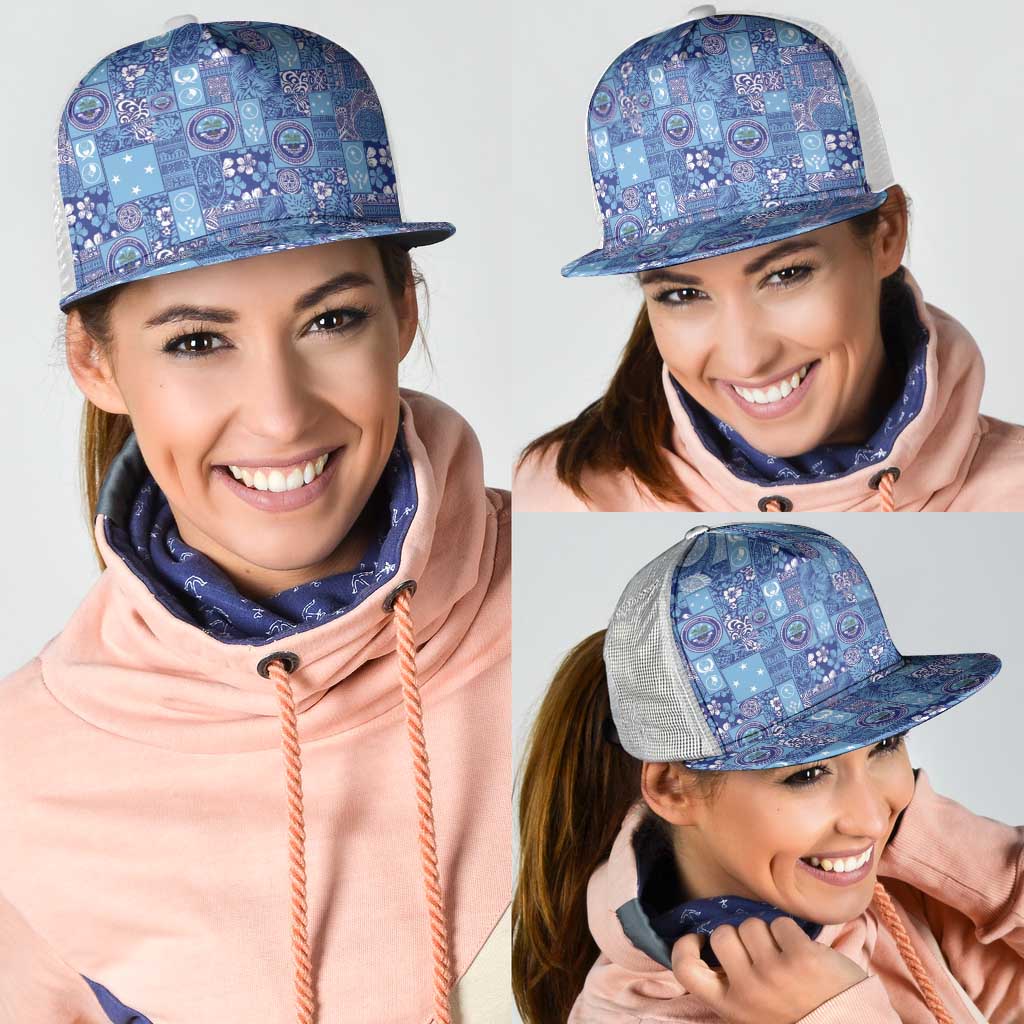 Federated States of Micronesia Merry Christmas Mesh Trucker Cap Pacific Patchwork Xmas Vibes - Polynesian Pride