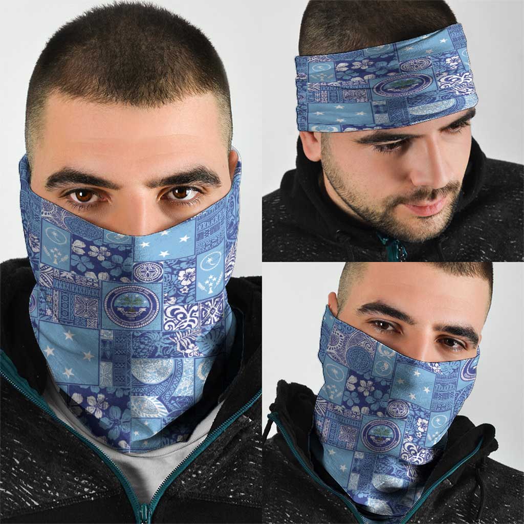 Federated States of Micronesia Merry Christmas Neck Gaiter Pacific Patchwork Xmas Vibes - Polynesian Pride
