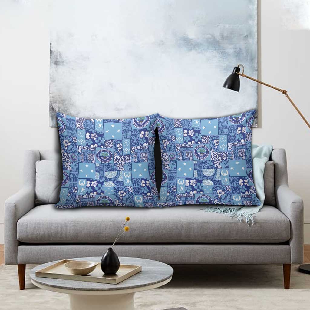 Federated States of Micronesia Merry Christmas Pillow Cover Pacific Patchwork Xmas Vibes - Polynesian Pride