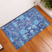 Federated States of Micronesia Merry Christmas Rubber Doormat Pacific Patchwork Xmas Vibes - Polynesian Pride