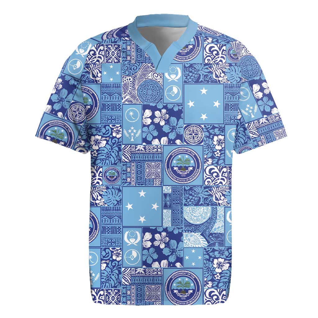 Federated States of Micronesia Merry Christmas Rugby Jersey Pacific Patchwork Xmas Vibes - Polynesian Pride