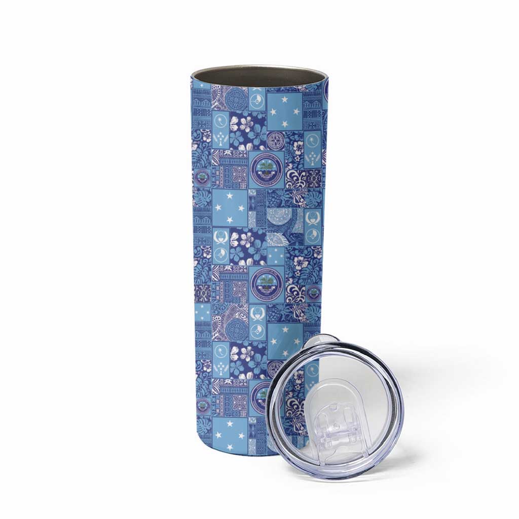 Federated States of Micronesia Merry Christmas Skinny Tumbler Pacific Patchwork Xmas Vibes - Polynesian Pride