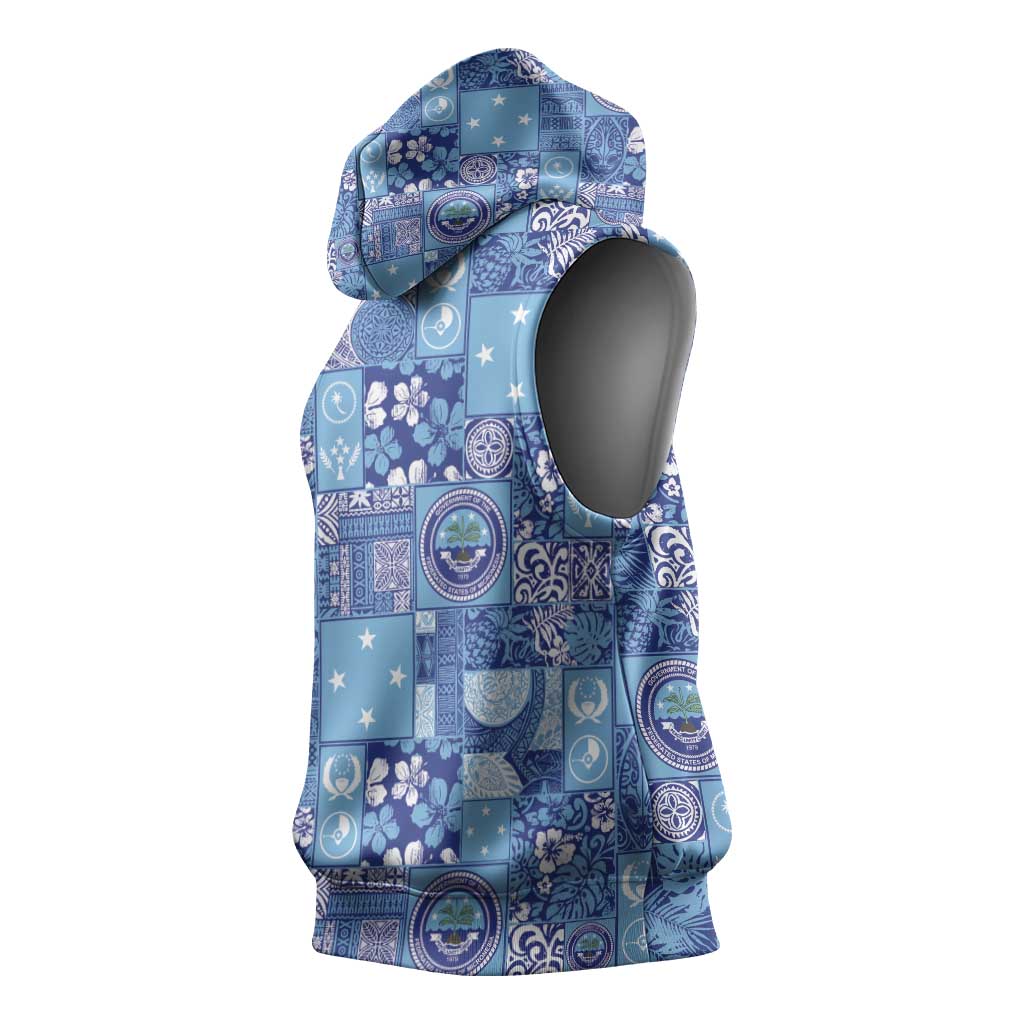 Federated States of Micronesia Merry Christmas Sleeveless Hoodie Pacific Patchwork Xmas Vibes LT9 - Polynesian Pride