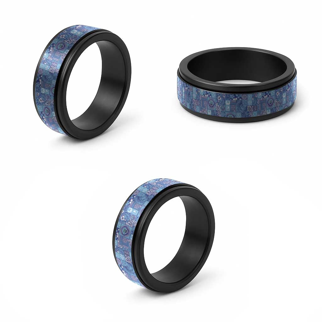 Federated States of Micronesia Merry Christmas Spinner Ring Pacific Patchwork Xmas Vibes - Polynesian Pride