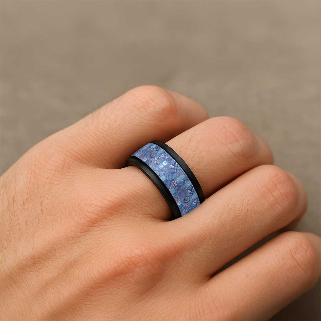 Federated States of Micronesia Merry Christmas Spinner Ring Pacific Patchwork Xmas Vibes - Polynesian Pride