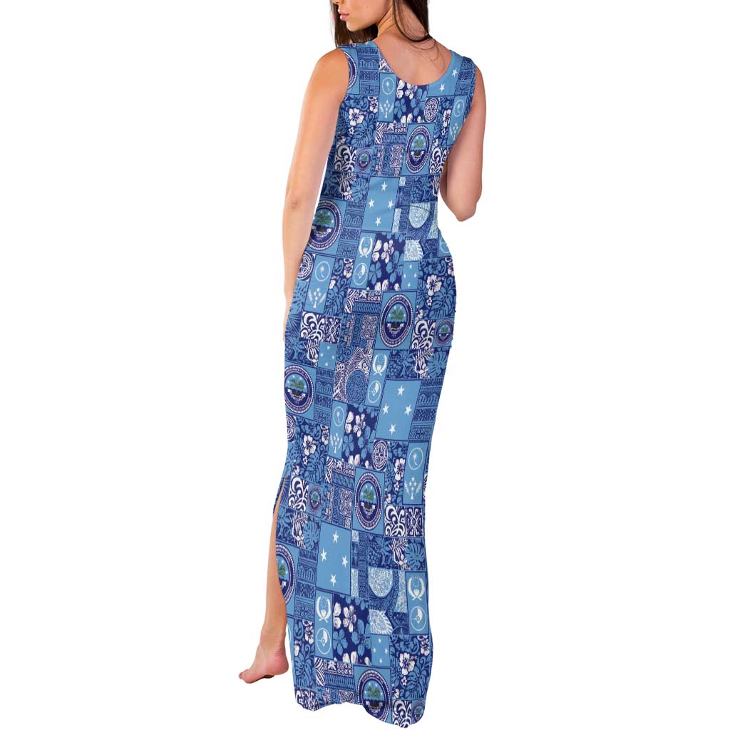 Federated States of Micronesia Merry Christmas Tank Maxi Dress Pacific Patchwork Xmas Vibes - Polynesian Pride