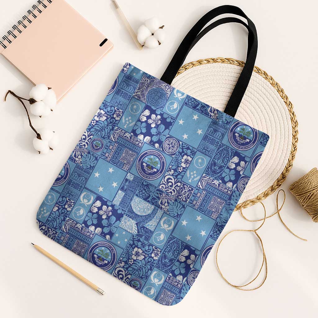 Federated States of Micronesia Merry Christmas Tote Bag Pacific Patchwork Xmas Vibes - Polynesian Pride