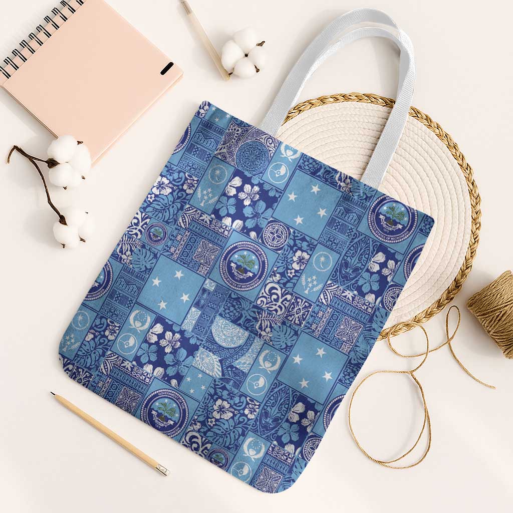 Federated States of Micronesia Merry Christmas Tote Bag Pacific Patchwork Xmas Vibes - Polynesian Pride