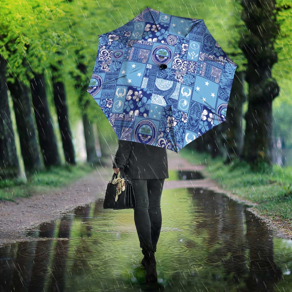 Federated States of Micronesia Merry Christmas Umbrella Pacific Patchwork Xmas Vibes - Polynesian Pride