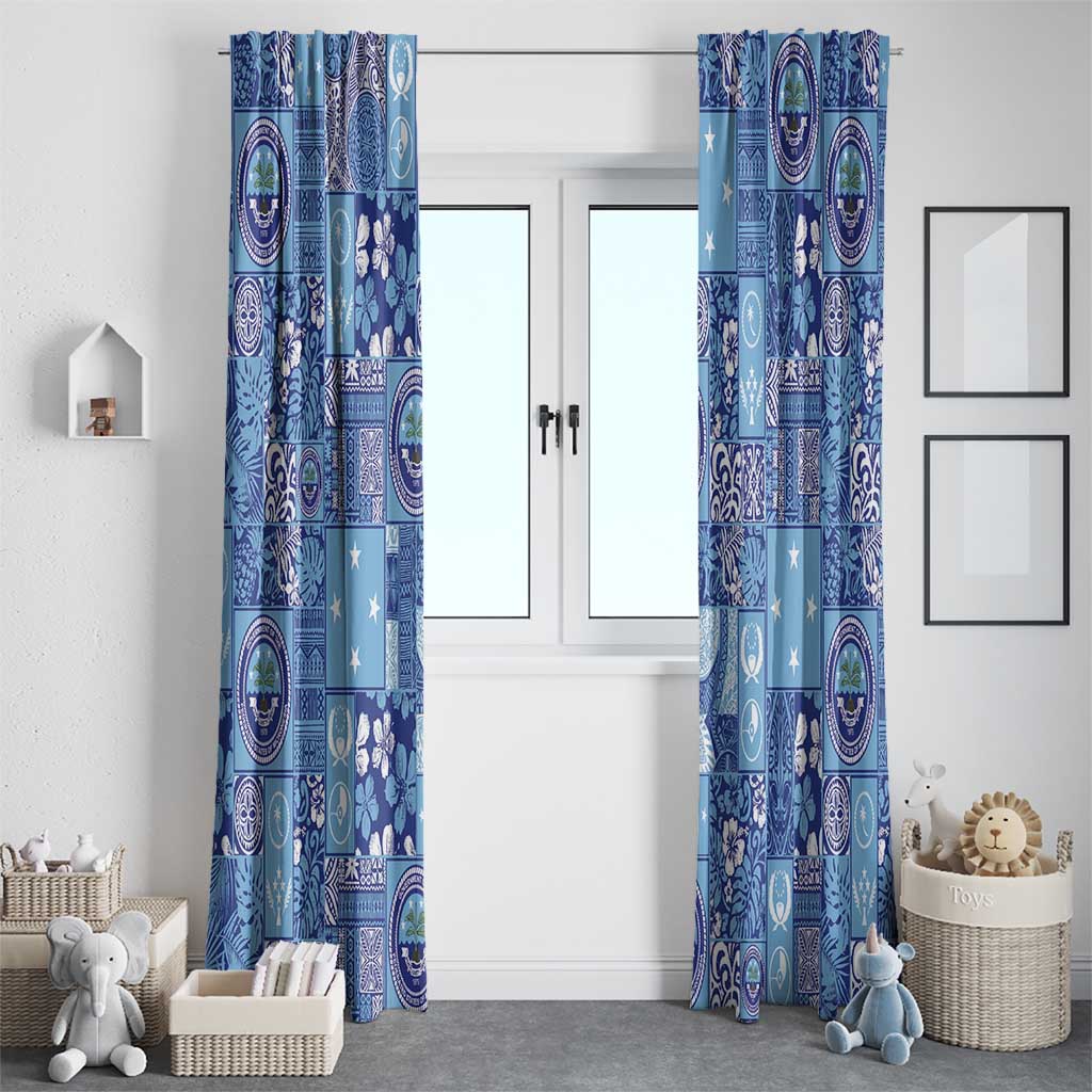 Federated States of Micronesia Merry Christmas Window Curtain Pacific Patchwork Xmas Vibes - Polynesian Pride