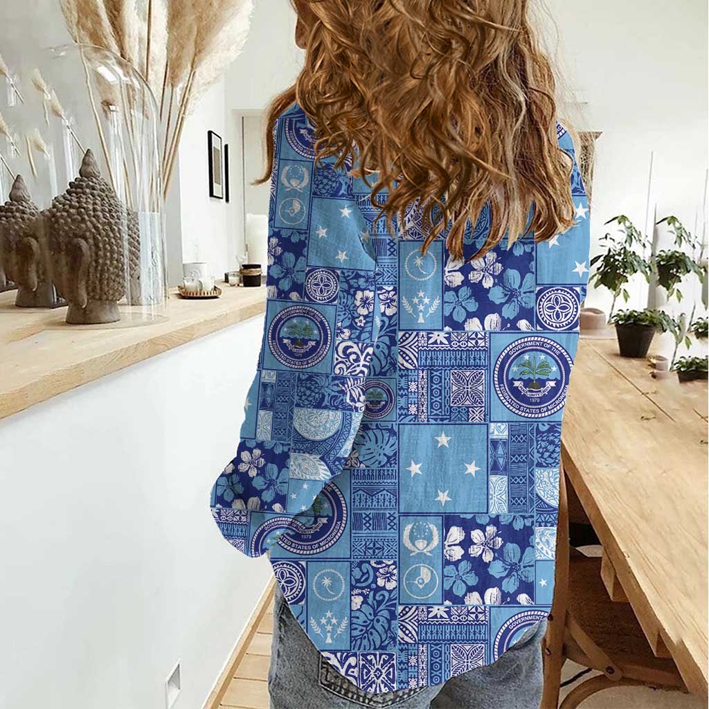 Federated States of Micronesia Merry Christmas Women Casual Shirt Pacific Patchwork Xmas Vibes - Polynesian Pride