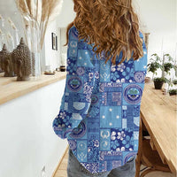 Federated States of Micronesia Merry Christmas Women Casual Shirt Pacific Patchwork Xmas Vibes - Polynesian Pride