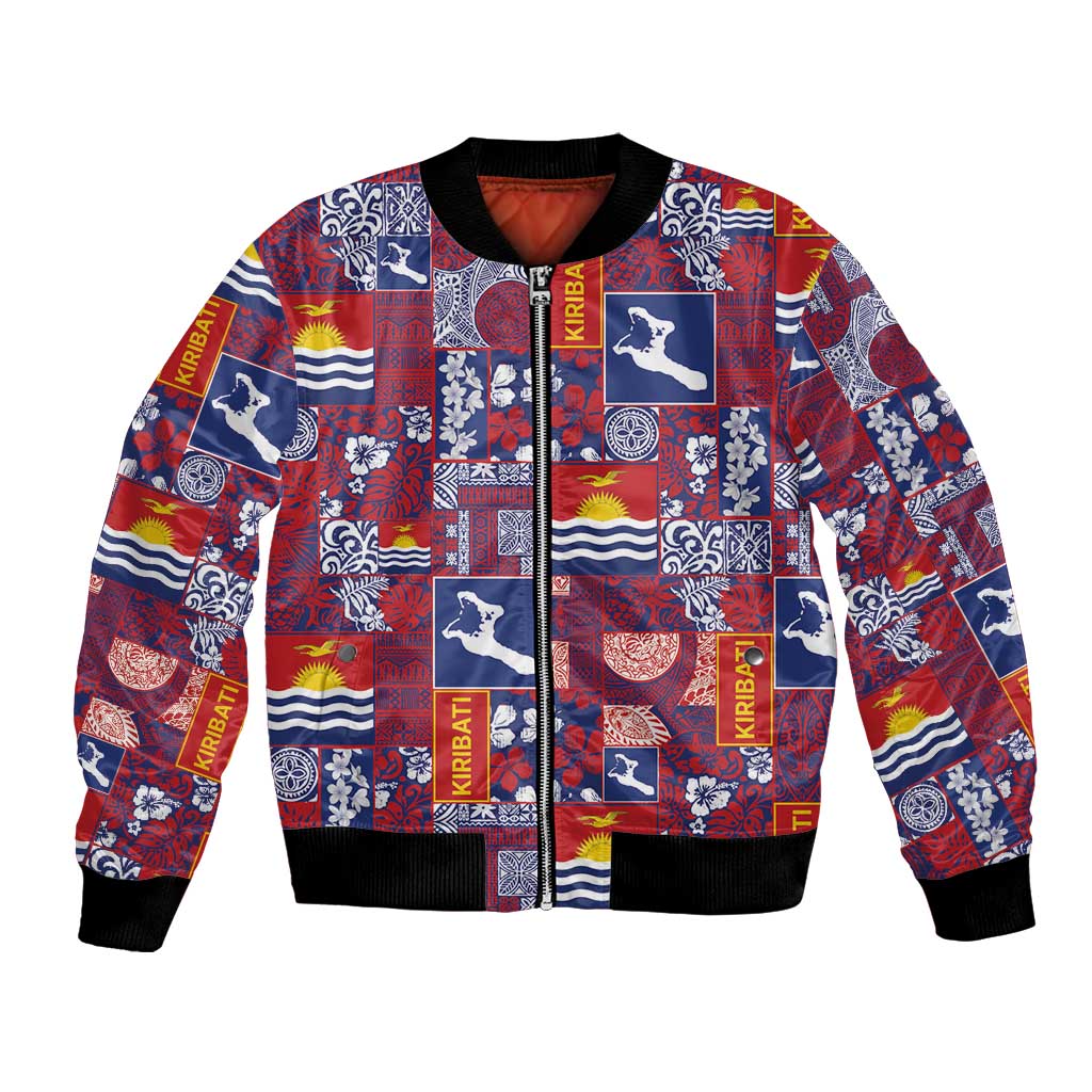 Kiribati Tekeraoi n te Kiritimati Bomber Jacket Pacific Patchwork Xmas Vibes LT9 Unisex Red - Polynesian Pride