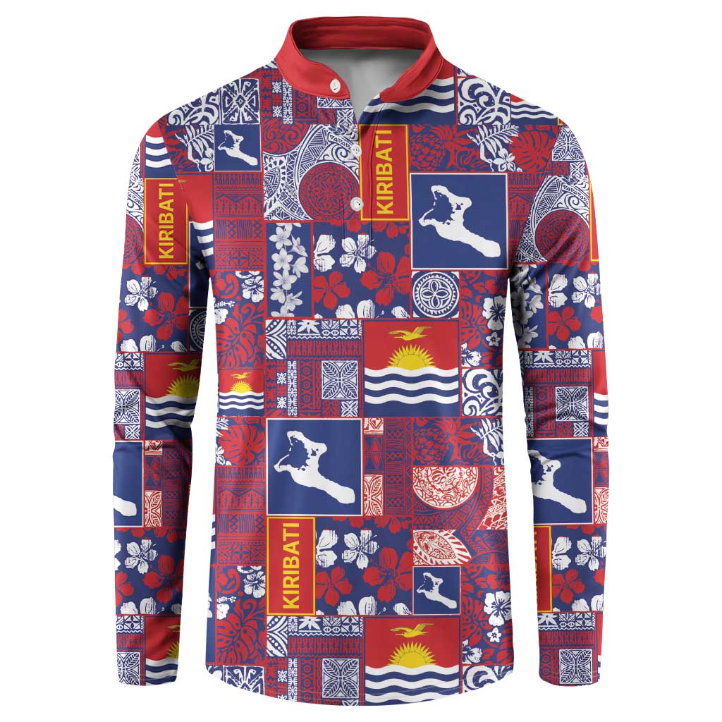 Kiribati Tekeraoi n te Kiritimati Button Sweatshirt Pacific Patchwork Xmas Vibes - Polynesian Pride