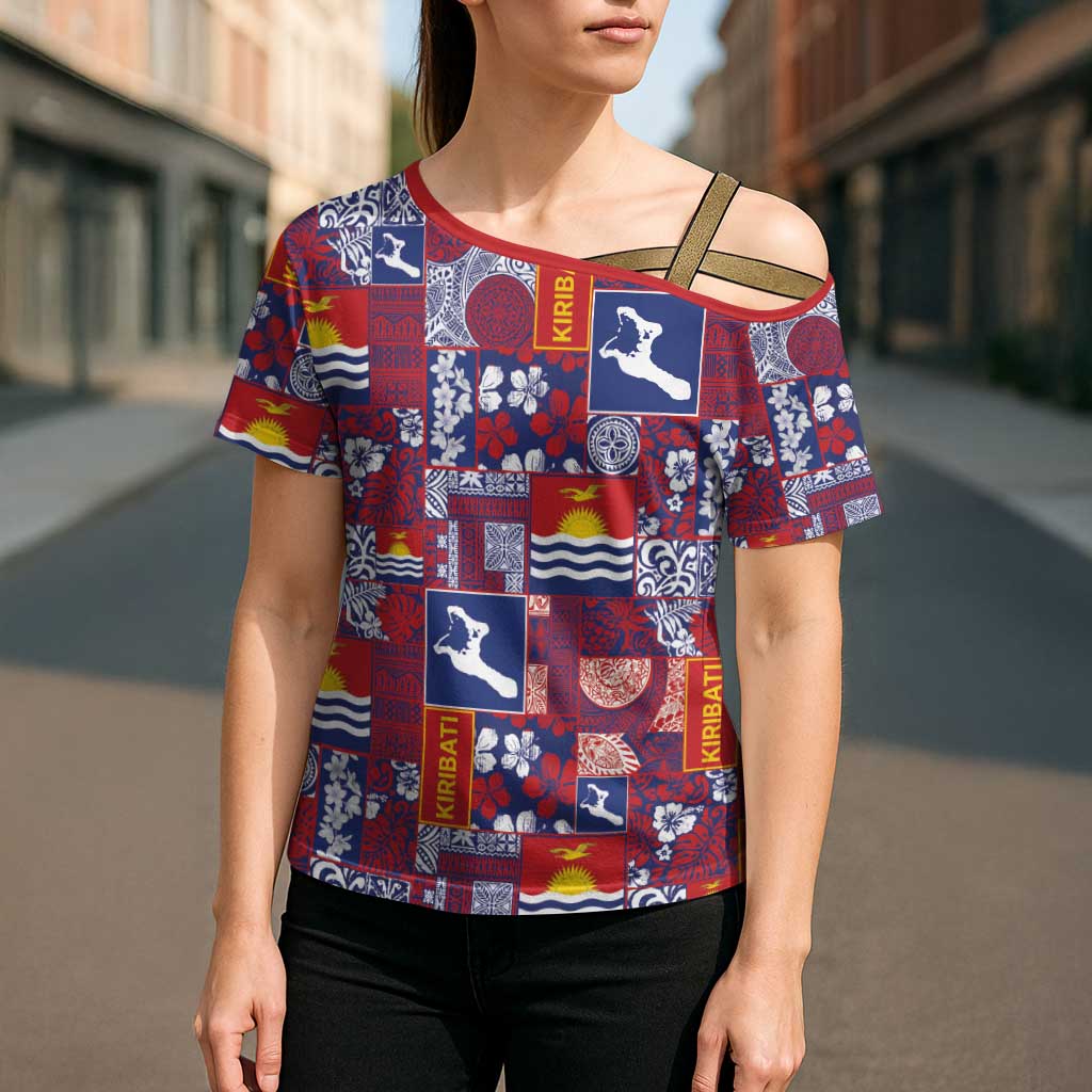 Kiribati Tekeraoi n te Kiritimati Cross Shoulder Shirt Pacific Patchwork Xmas Vibes - Polynesian Pride