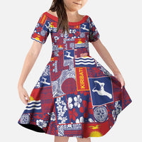 Kiribati Tekeraoi n te Kiritimati Family Matching Long Sleeve Bodycon Dress and Hawaiian Shirt Pacific Patchwork Xmas Vibes LT9 Daughter's Dress Red - Polynesian Pride