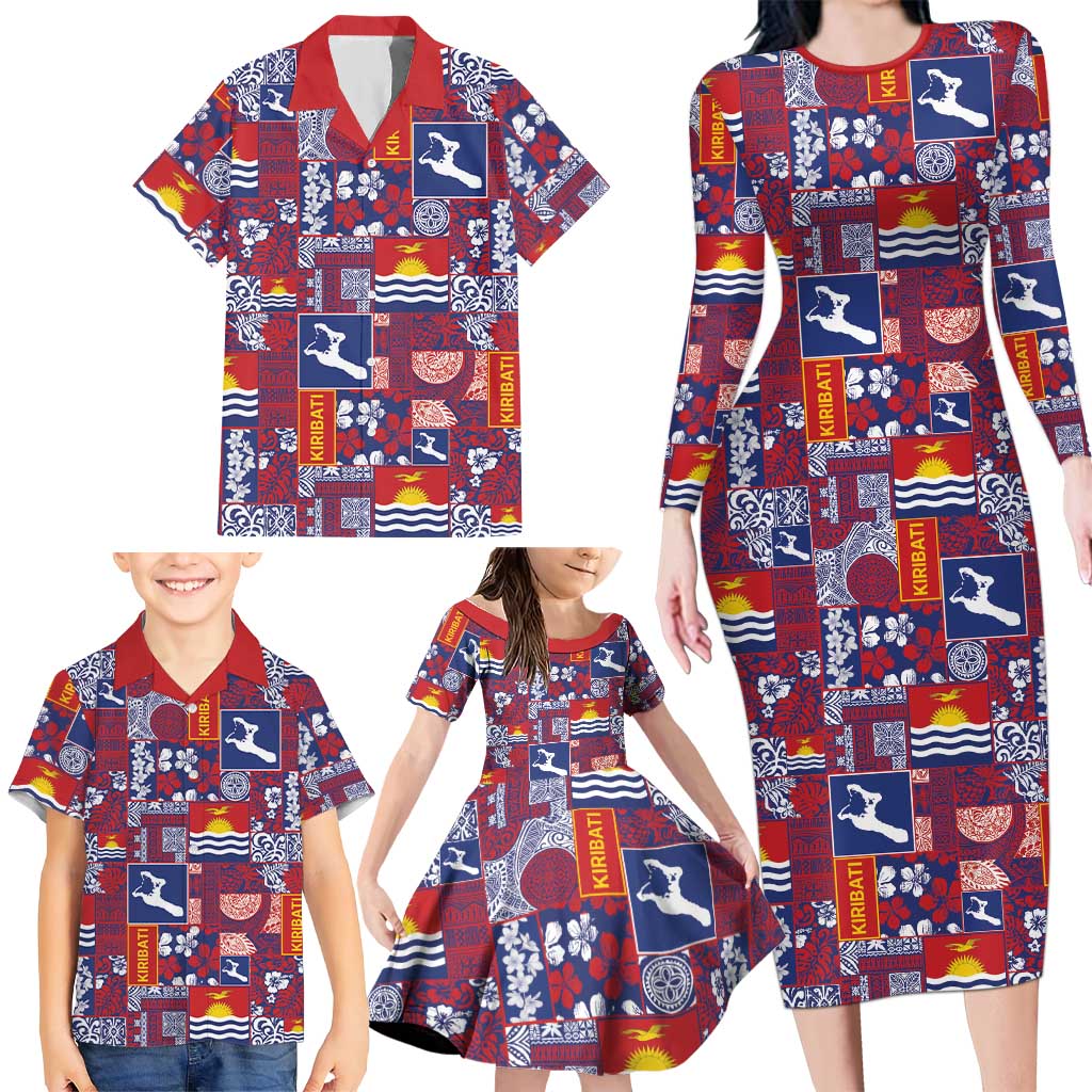 Kiribati Tekeraoi n te Kiritimati Family Matching Long Sleeve Bodycon Dress and Hawaiian Shirt Pacific Patchwork Xmas Vibes LT9 - Polynesian Pride