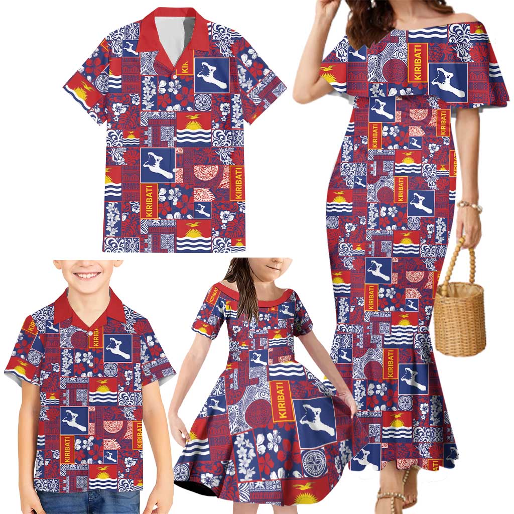 Kiribati Tekeraoi n te Kiritimati Family Matching Mermaid Dress and Hawaiian Shirt Pacific Patchwork Xmas Vibes - Polynesian Pride