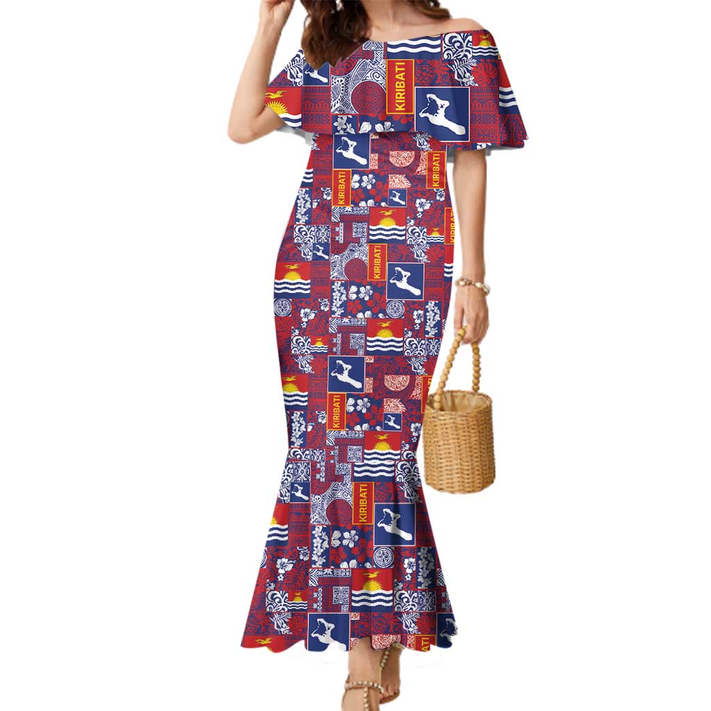 Kiribati Tekeraoi n te Kiritimati Family Matching Mermaid Dress and Hawaiian Shirt Pacific Patchwork Xmas Vibes LT9 Mom's Dress Red - Polynesian Pride