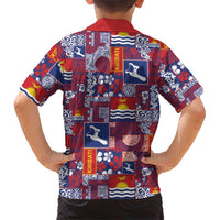 Kiribati Tekeraoi n te Kiritimati Family Matching Off The Shoulder Long Sleeve Dress and Hawaiian Shirt Pacific Patchwork Xmas Vibes LT9 - Polynesian Pride