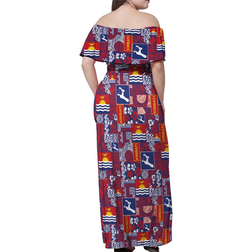 Kiribati Tekeraoi n te Kiritimati Family Matching Off Shoulder Maxi Dress and Hawaiian Shirt Pacific Patchwork Xmas Vibes - Polynesian Pride