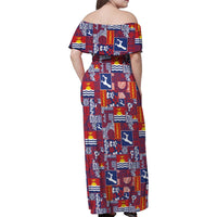 Kiribati Tekeraoi n te Kiritimati Family Matching Off Shoulder Maxi Dress and Hawaiian Shirt Pacific Patchwork Xmas Vibes - Polynesian Pride