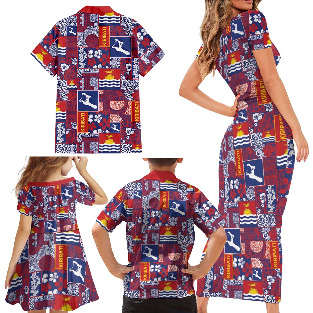 Kiribati Tekeraoi n te Kiritimati Family Matching Short Sleeve Bodycon Dress and Hawaiian Shirt Pacific Patchwork Xmas Vibes LT9 - Polynesian Pride