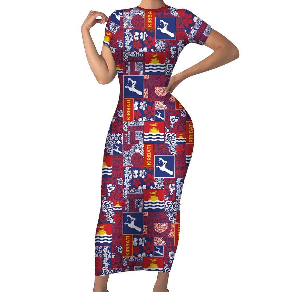 Kiribati Tekeraoi n te Kiritimati Family Matching Short Sleeve Bodycon Dress and Hawaiian Shirt Pacific Patchwork Xmas Vibes LT9 Mom's Dress Red - Polynesian Pride