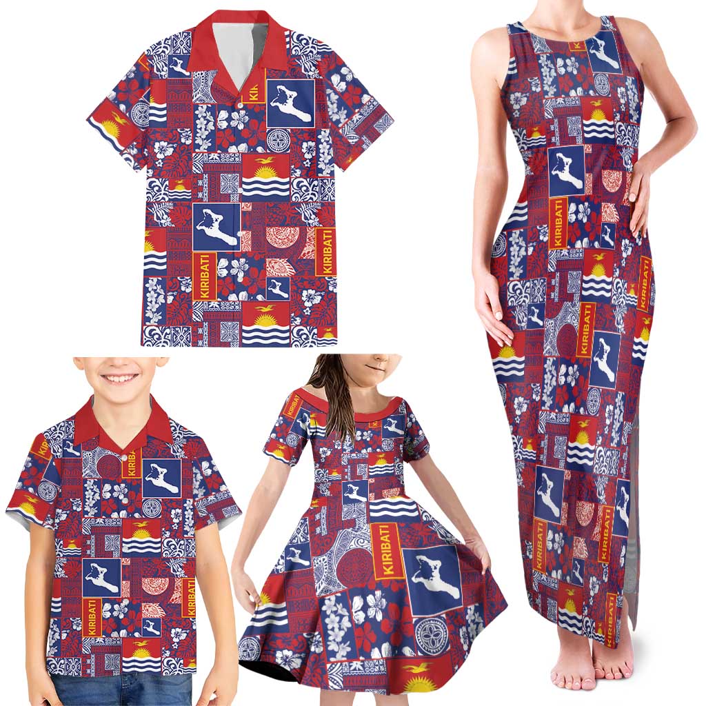 Kiribati Tekeraoi n te Kiritimati Family Matching Tank Maxi Dress and Hawaiian Shirt Pacific Patchwork Xmas Vibes - Polynesian Pride