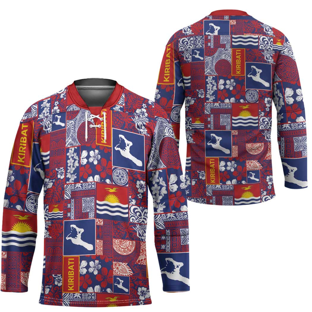 Kiribati Tekeraoi n te Kiritimati Hockey Jersey Pacific Patchwork Xmas Vibes - Polynesian Pride