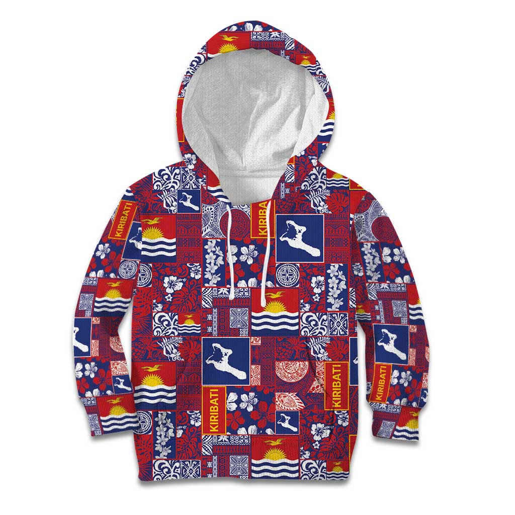 Kiribati Tekeraoi n te Kiritimati Kid Hoodie Pacific Patchwork Xmas Vibes LT9 Hoodie Red - Polynesian Pride
