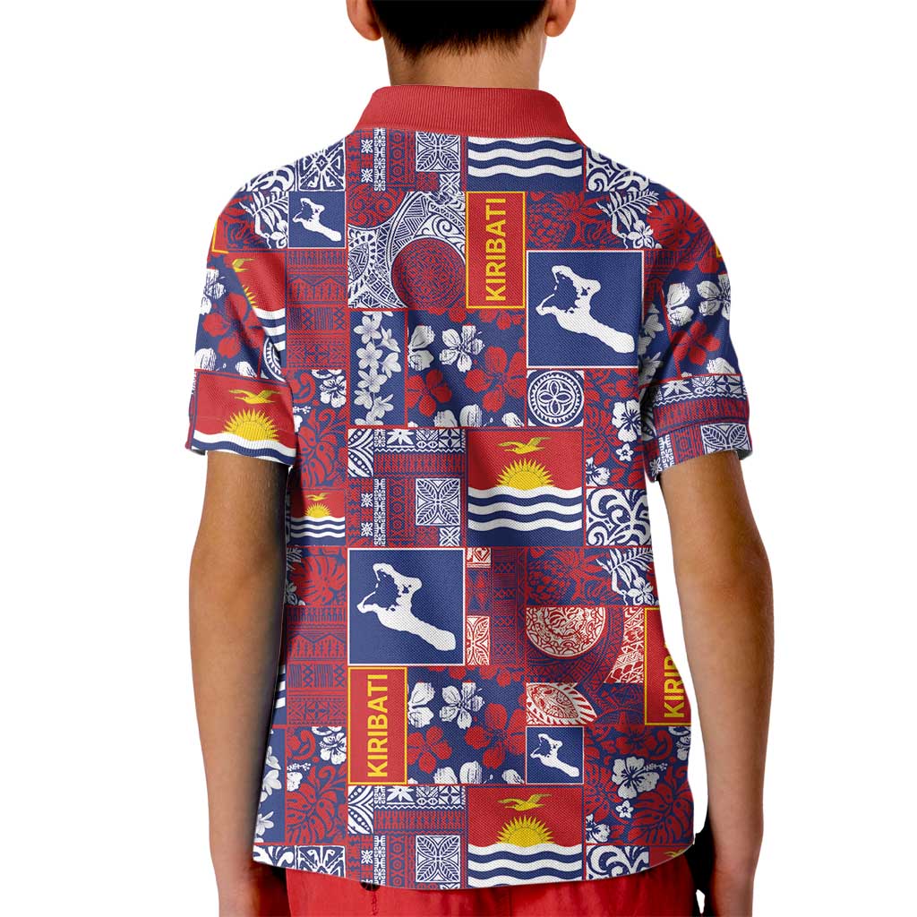 Kiribati Tekeraoi n te Kiritimati Kid Polo Shirt Pacific Patchwork Xmas Vibes - Polynesian Pride