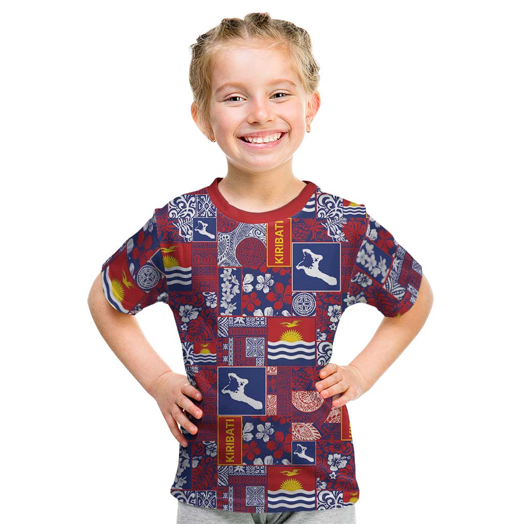 Kiribati Tekeraoi n te Kiritimati Kid T Shirt Pacific Patchwork Xmas Vibes - Polynesian Pride