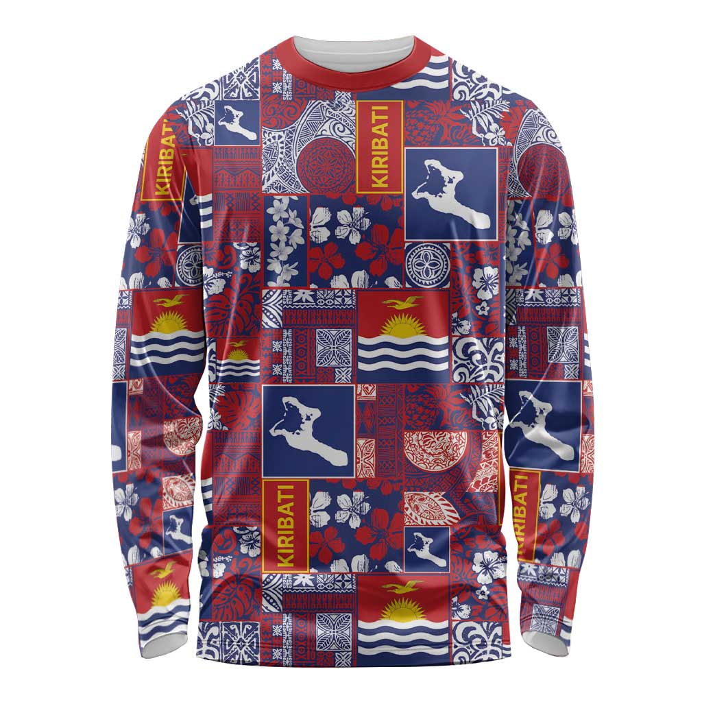 Kiribati Tekeraoi n te Kiritimati Long Sleeve Shirt Pacific Patchwork Xmas Vibes LT9 Unisex Red - Polynesian Pride