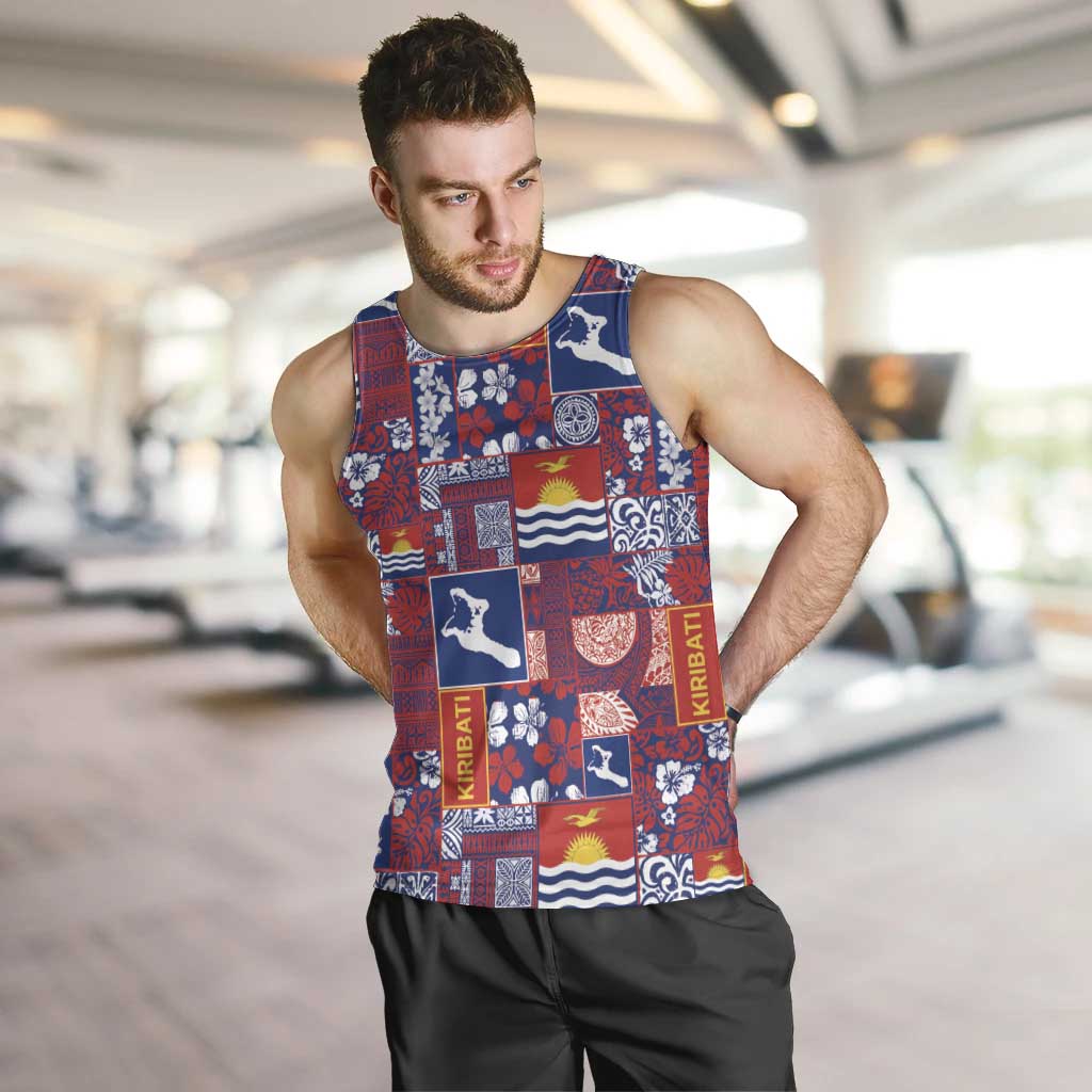 Kiribati Tekeraoi n te Kiritimati Men Tank Top Pacific Patchwork Xmas Vibes LT9 Red - Polynesian Pride