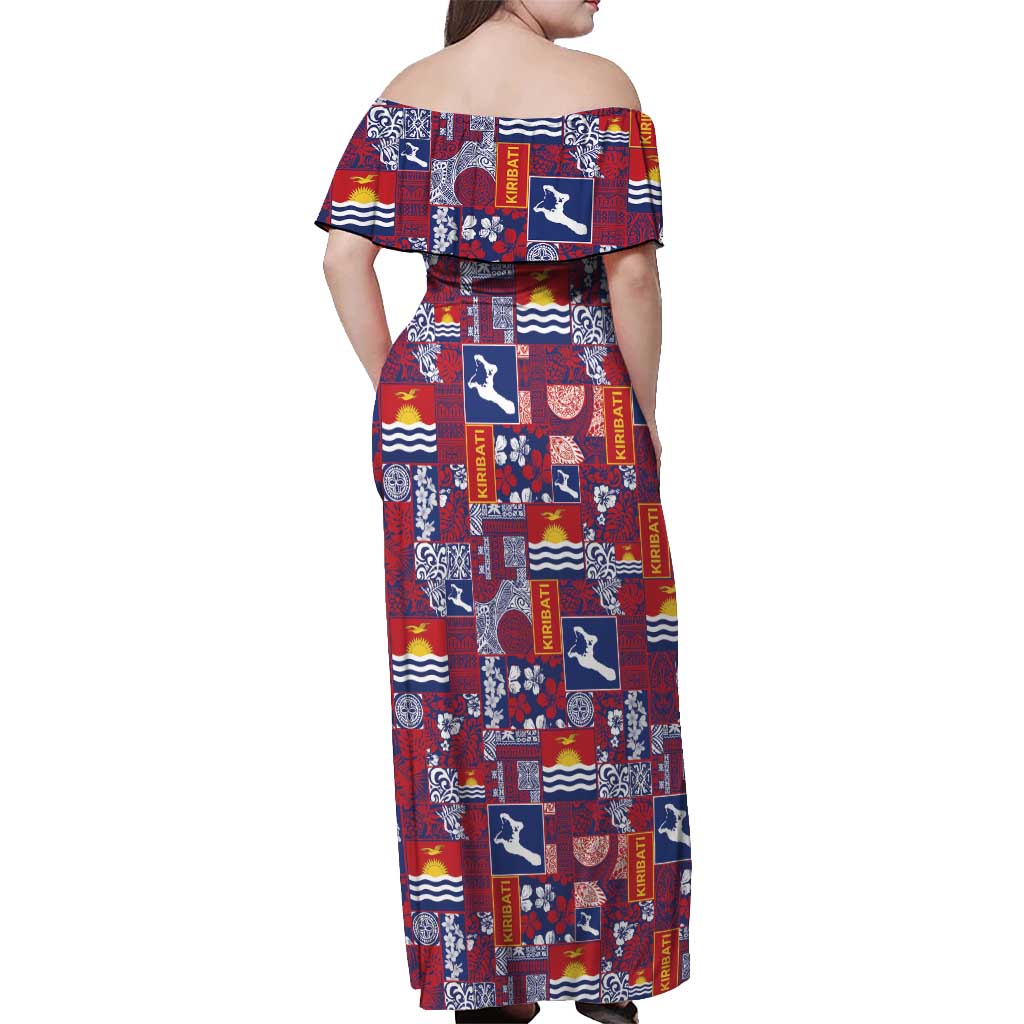 Kiribati Tekeraoi n te Kiritimati Off Shoulder Maxi Dress Pacific Patchwork Xmas Vibes LT9 - Polynesian Pride