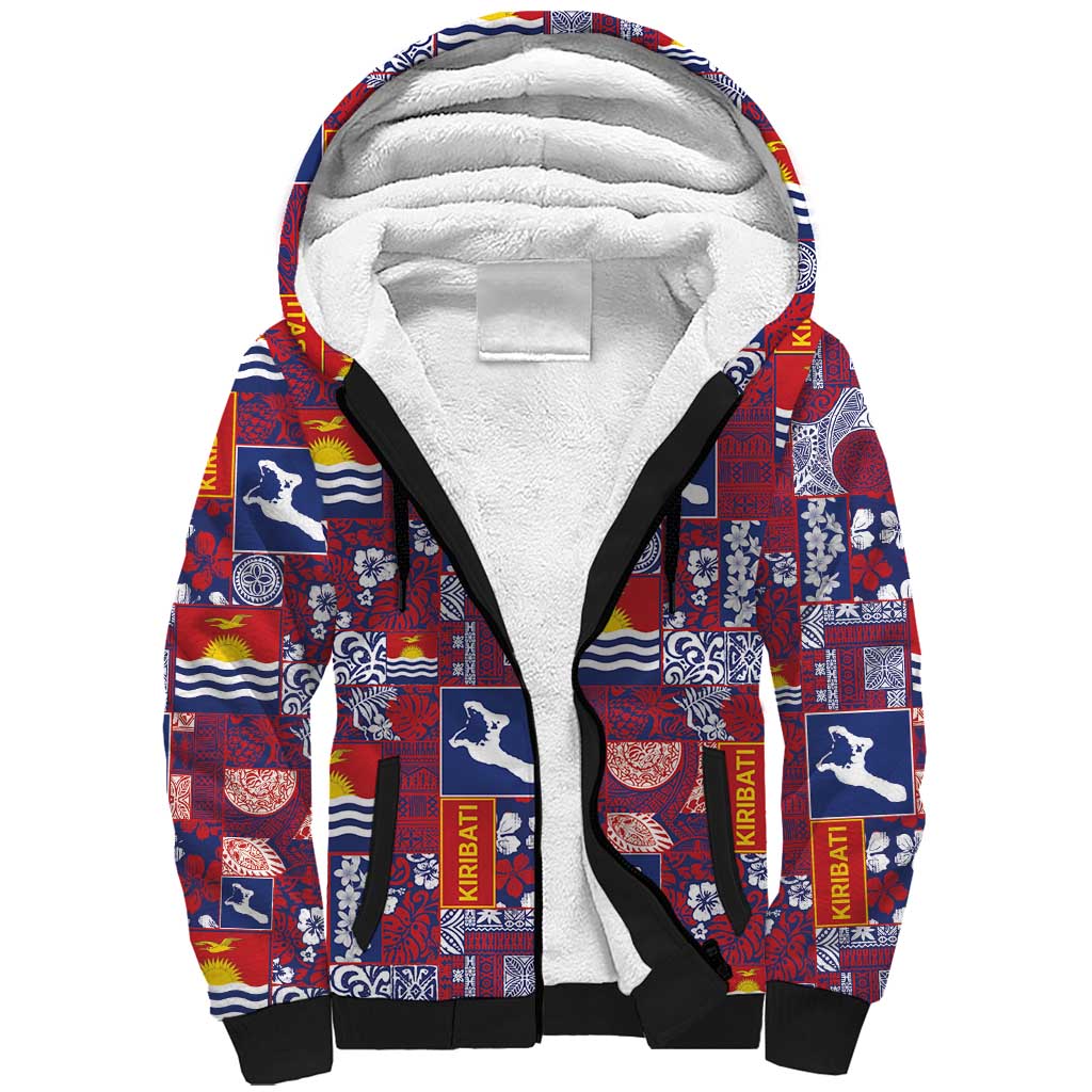 Kiribati Tekeraoi n te Kiritimati Sherpa Hoodie Pacific Patchwork Xmas Vibes LT9 Unisex Red - Polynesian Pride