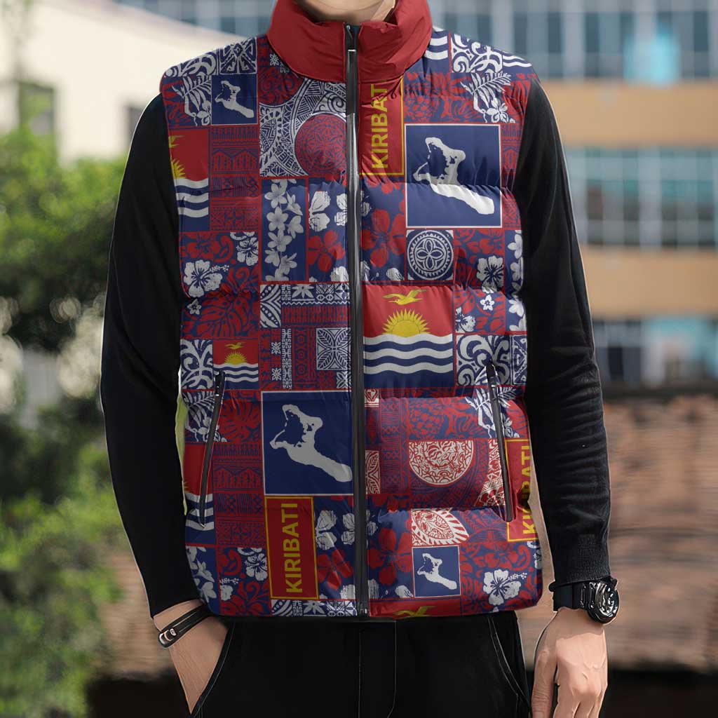 Kiribati Tekeraoi n te Kiritimati Sleeveless Puffer Jacket Pacific Patchwork Xmas Vibes LT9 - Polynesian Pride
