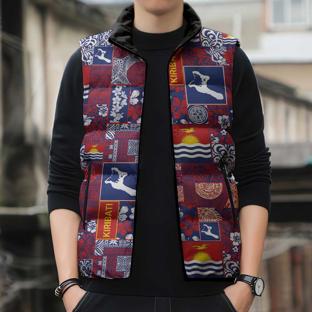 Kiribati Tekeraoi n te Kiritimati Sleeveless Puffer Jacket Pacific Patchwork Xmas Vibes LT9 - Polynesian Pride