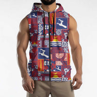 Kiribati Tekeraoi n te Kiritimati Sleeveless Zip Hoodie Pacific Patchwork Xmas Vibes - Polynesian Pride
