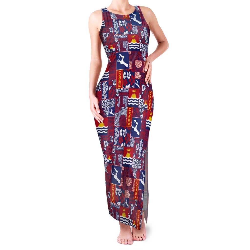 Kiribati Tekeraoi n te Kiritimati Tank Maxi Dress Pacific Patchwork Xmas Vibes LT9 Women Red - Polynesian Pride