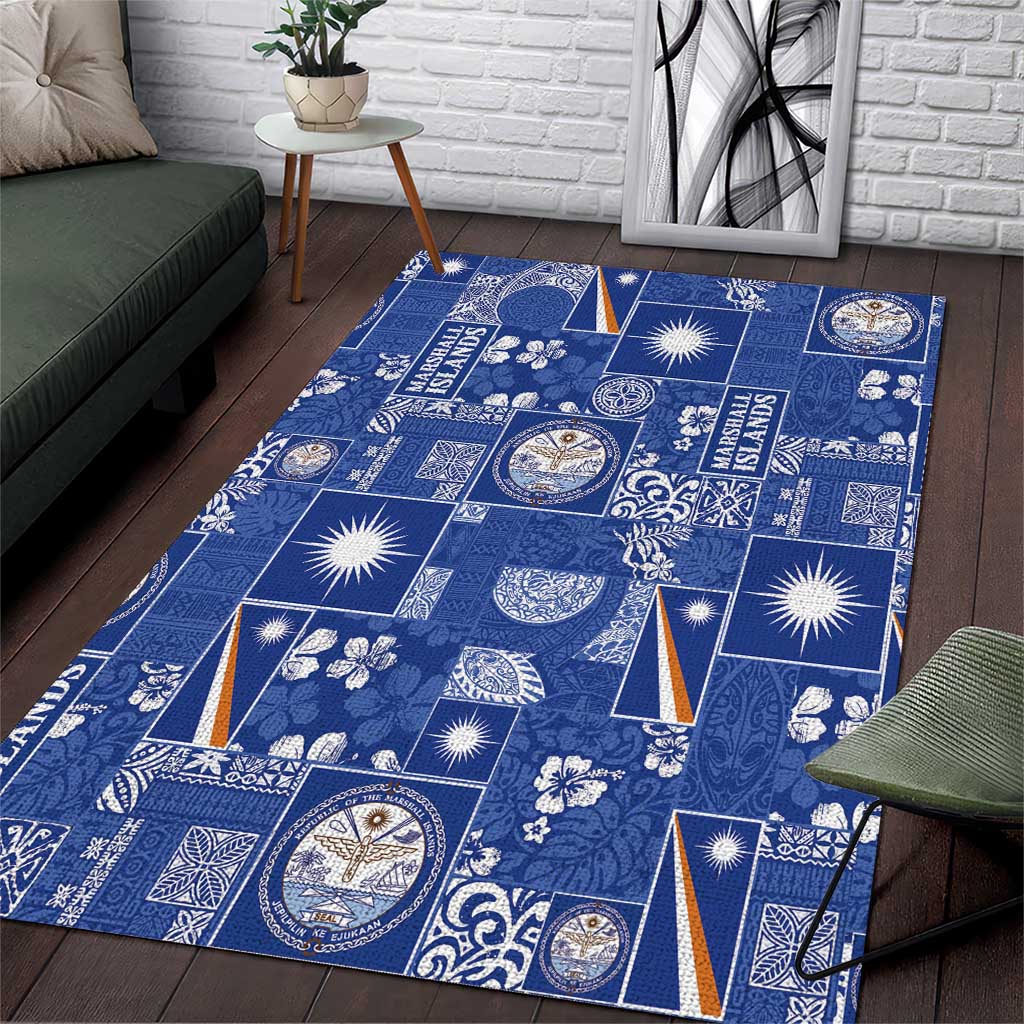 Marshall Islands Merry Christmas Area Rug Pacific Patchwork Xmas Vibes - Polynesian Pride