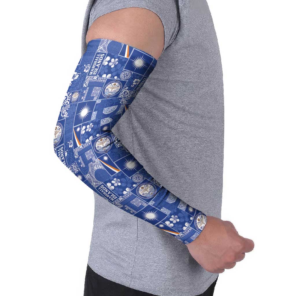 Marshall Islands Merry Christmas Arm Sleeves Pacific Patchwork Xmas Vibes - Polynesian Pride