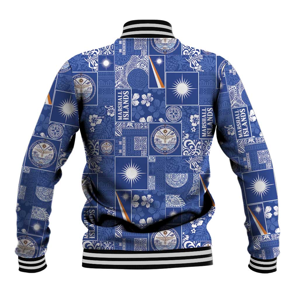 Marshall Islands Merry Christmas Baseball Jacket Pacific Patchwork Xmas Vibes - Polynesian Pride