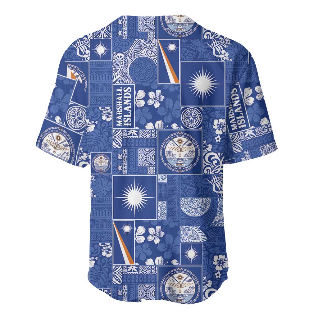 Marshall Islands Merry Christmas Baseball Jersey Pacific Patchwork Xmas Vibes - Polynesian Pride