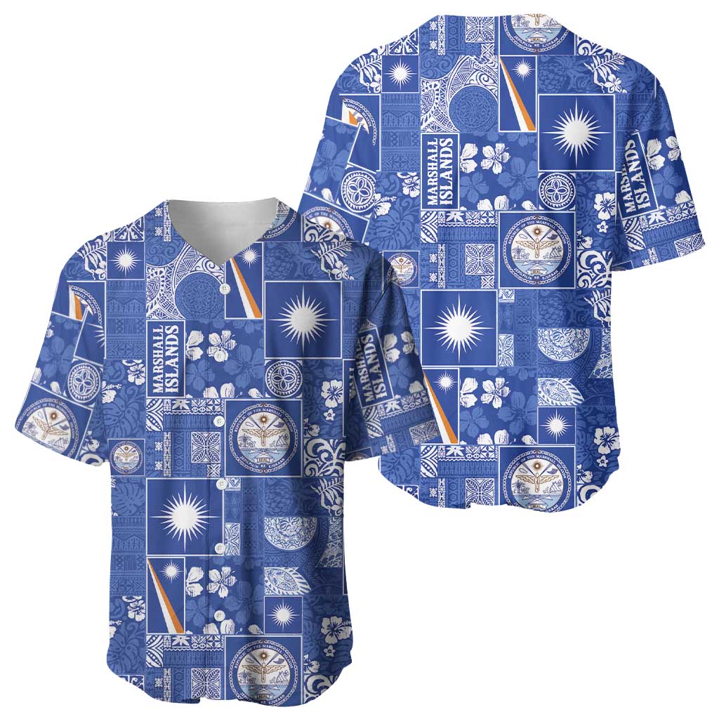 Marshall Islands Merry Christmas Baseball Jersey Pacific Patchwork Xmas Vibes - Polynesian Pride